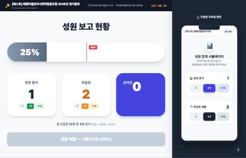 총회 성원 보고 화면